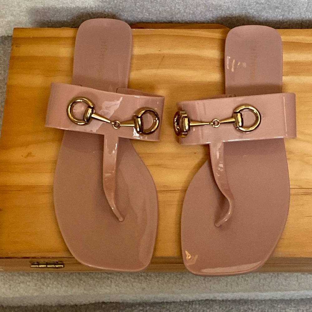 jeffrey campbell a lil bit jelly thong sandals / flip flops (gucci horsebit)
